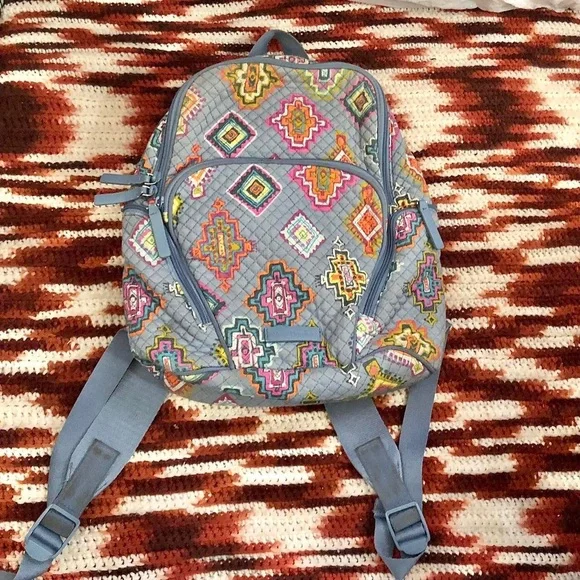 VERA BRADLEY WOMEN\'S HADLEY BLUE MINI QUILTED BACKPACK PAINTED MEDALLIONS Vera bradley small backpack in the | Mercari main image 2